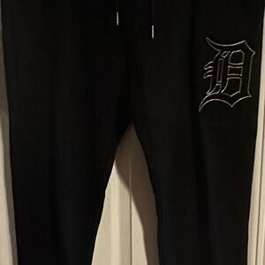 Men's Black Jogger Pants with Embroidered Detail